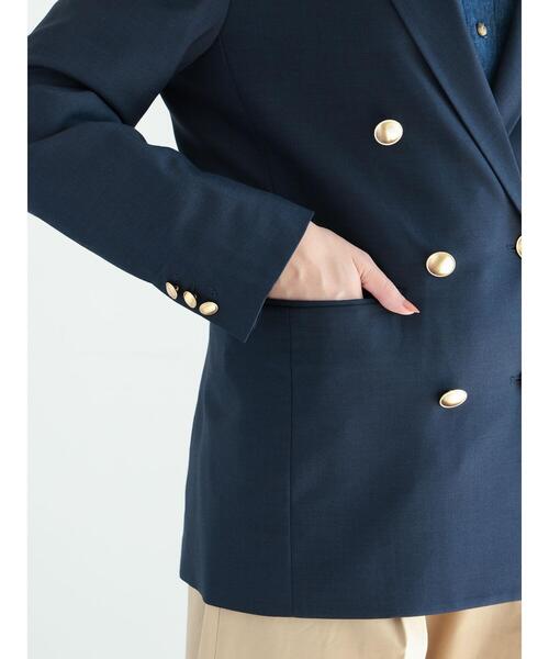 Te chichi(テチチ)の「ダブルブレストテーラードジャケット(ノーカラージャケット・レディース・ベージュ/ネイビー・F)」の15枚目の写真