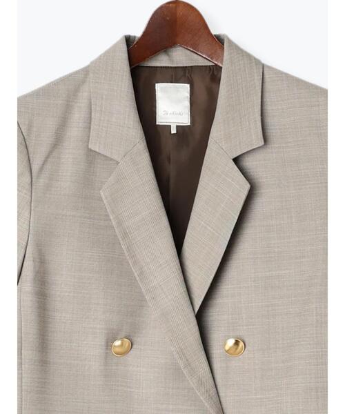 Te chichi(テチチ)の「ダブルブレストテーラードジャケット(ノーカラージャケット・レディース・ベージュ/ネイビー・F)」の20枚目の写真