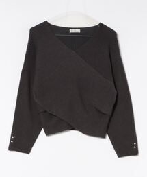 カシュクールワイドリブニットプルオーバー