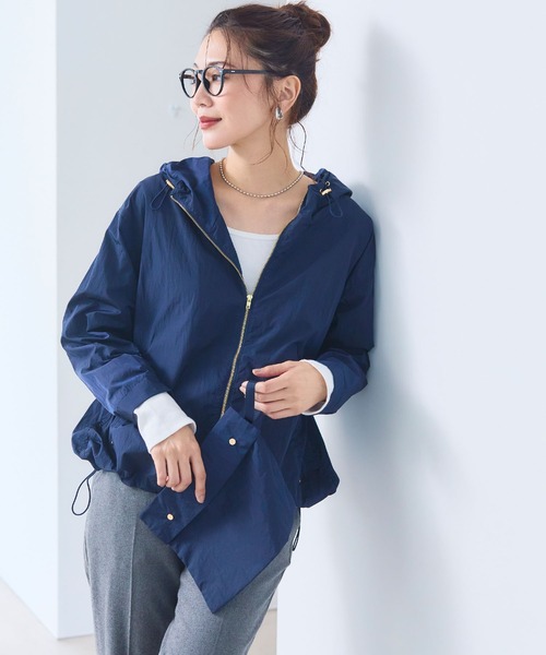 CROSS FUNCTION（クロスファンクション）の「《撥水・花粉対策・UV対策》アクティかる シャイニーナイロンフードブルゾン【CF/クロスファンクション】（ブルゾン・レディース・ネイビー/キャメル・3L/LL/L/M）」の6枚目の写真