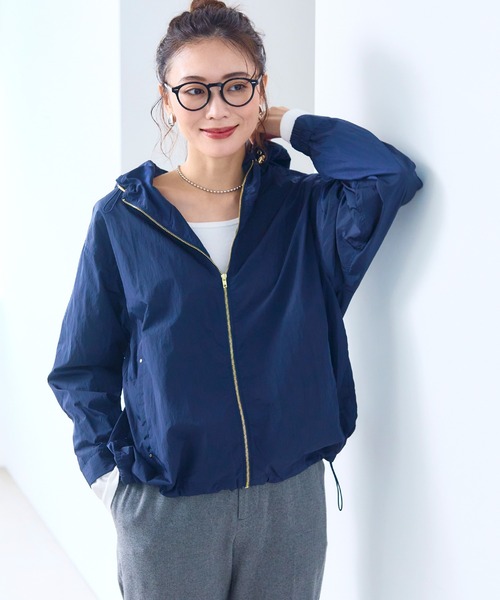 CROSS FUNCTION（クロスファンクション）の「《撥水・花粉対策・UV対策》アクティかる シャイニーナイロンフードブルゾン【CF/クロスファンクション】（ブルゾン・レディース・ネイビー/キャメル・3L/LL/L/M）」の10枚目の写真