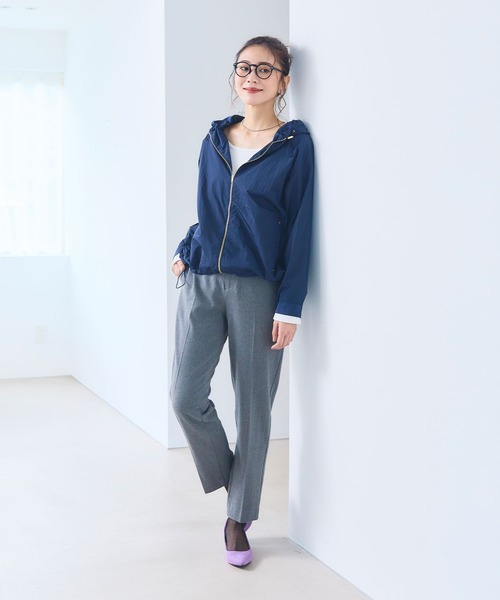 CROSS FUNCTION（クロスファンクション）の「《撥水・花粉対策・UV対策》アクティかる シャイニーナイロンフードブルゾン【CF/クロスファンクション】（ブルゾン・レディース・ネイビー/キャメル・3L/LL/L/M）」の13枚目の写真