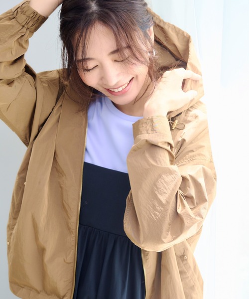 CROSS FUNCTION（クロスファンクション）の「《撥水・花粉対策・UV対策》アクティかる シャイニーナイロンフードブルゾン【CF/クロスファンクション】（ブルゾン・レディース・ネイビー/キャメル・3L/LL/L/M）」の18枚目の写真