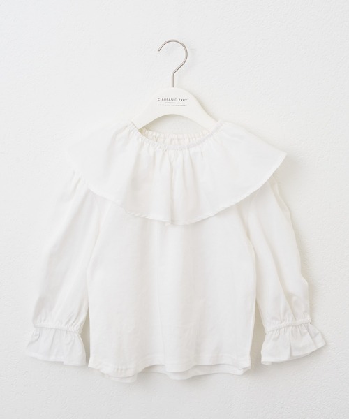 CIAOPANIC TYPY（チャオパニックティピー）の「【KIDS】フリルキャンディースリーブトップス（Tシャツ/カットソー・キッズ・ブラック/ホワイト・XX-LARGE/X-LARGE/LARGE/MEDIUM/SMALL）」の4枚目の写真