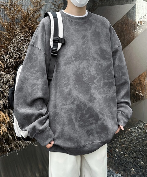 FVLMEN（フルメン）の「【FVLMEN】marble pigment design sweat pullover/マーブル ピグメント調 スウェット プルオーバー（スウェット・メンズ・グレー/ブラック/パープル/ベージュ/ワインレッド/ホワイト・MEDIUM/X-LARGE/LARGE）」の3枚目の写真