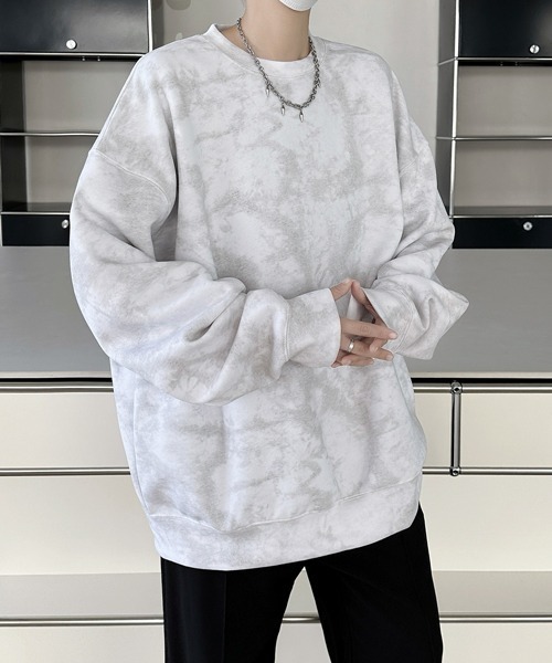FVLMEN（フルメン）の「【FVLMEN】marble pigment design sweat pullover/マーブル ピグメント調 スウェット プルオーバー（スウェット・メンズ・グレー/ブラック/パープル/ベージュ/ワインレッド/ホワイト・MEDIUM/X-LARGE/LARGE）」の20枚目の写真