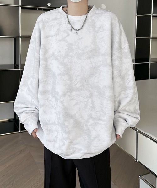 FVLMEN（フルメン）の「【FVLMEN】marble pigment design sweat pullover/マーブル ピグメント調 スウェット プルオーバー（スウェット・メンズ・グレー/ブラック/パープル/ベージュ/ワインレッド/ホワイト・MEDIUM/X-LARGE/LARGE）」の21枚目の写真