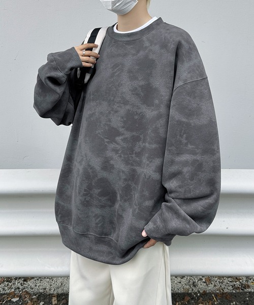 セール】【FVLMEN】marble pigment design sweat pullover/マーブル 