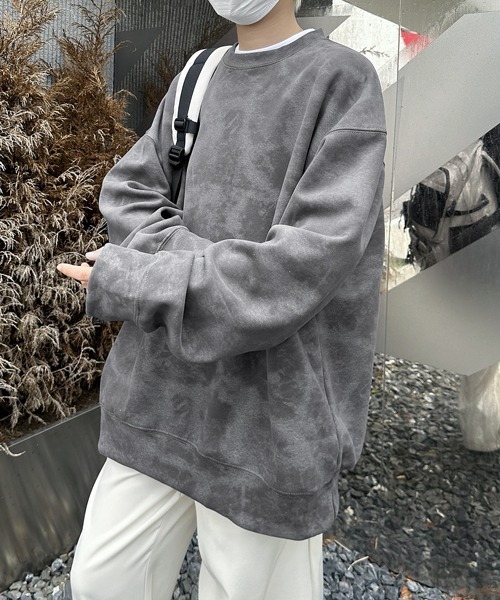セール】【FVLMEN】marble pigment design sweat pullover/マーブル 