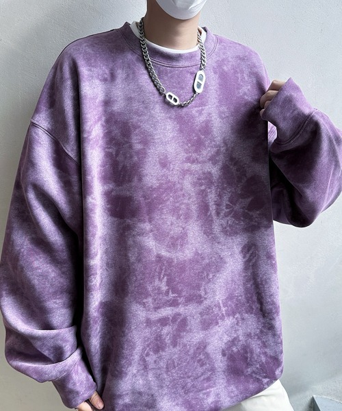FVLMEN（フルメン）の「【FVLMEN】marble pigment design sweat pullover/マーブル ピグメント調 スウェット プルオーバー（スウェット・メンズ・グレー/ブラック/パープル/ベージュ/ワインレッド/ホワイト・MEDIUM/X-LARGE/LARGE）」の7枚目の写真