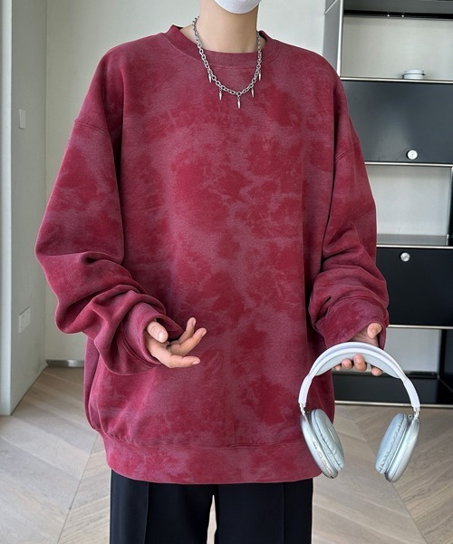 FVLMEN（フルメン）の「【FVLMEN】marble pigment design sweat pullover/マーブル ピグメント調 スウェット プルオーバー（スウェット・メンズ・グレー/ブラック/パープル/ベージュ/ワインレッド/ホワイト・MEDIUM/X-LARGE/LARGE）」の8枚目の写真