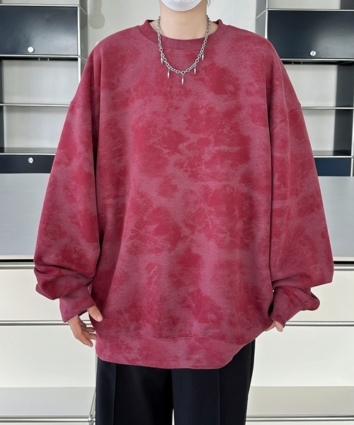 FVLMEN（フルメン）の「【FVLMEN】marble pigment design sweat pullover/マーブル ピグメント調 スウェット プルオーバー（スウェット・メンズ・グレー/ブラック/パープル/ベージュ/ワインレッド/ホワイト・MEDIUM/X-LARGE/LARGE）」の11枚目の写真