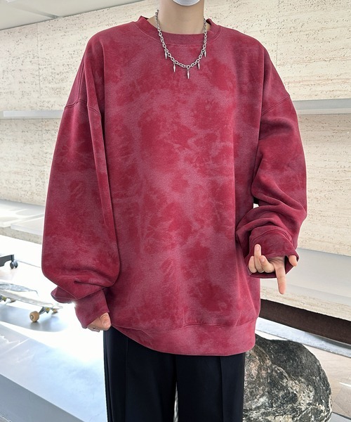 FVLMEN（フルメン）の「【FVLMEN】marble pigment design sweat pullover/マーブル ピグメント調 スウェット プルオーバー（スウェット・メンズ・グレー/ブラック/パープル/ベージュ/ワインレッド/ホワイト・MEDIUM/X-LARGE/LARGE）」の13枚目の写真