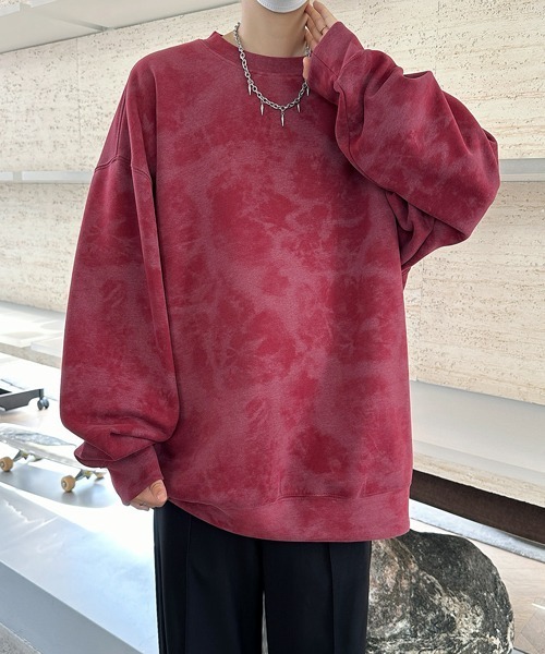 FVLMEN（フルメン）の「【FVLMEN】marble pigment design sweat pullover/マーブル ピグメント調 スウェット プルオーバー（スウェット・メンズ・グレー/ブラック/パープル/ベージュ/ワインレッド/ホワイト・MEDIUM/X-LARGE/LARGE）」の14枚目の写真