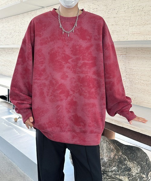 FVLMEN（フルメン）の「【FVLMEN】marble pigment design sweat pullover/マーブル ピグメント調 スウェット プルオーバー（スウェット・メンズ・グレー/ブラック/パープル/ベージュ/ワインレッド/ホワイト・MEDIUM/X-LARGE/LARGE）」の15枚目の写真