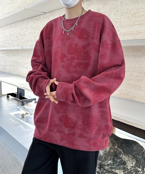 FVLMEN（フルメン）の「【FVLMEN】marble pigment design sweat pullover/マーブル ピグメント調 スウェット プルオーバー（スウェット・メンズ・グレー/ブラック/パープル/ベージュ/ワインレッド/ホワイト・MEDIUM/X-LARGE/LARGE）」の16枚目の写真