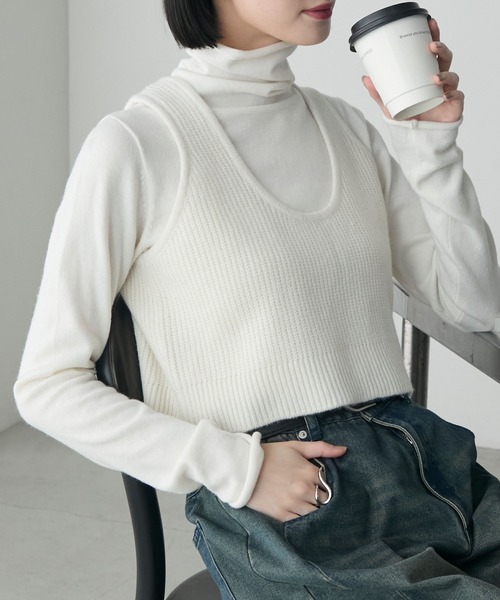 forksy.】2SET リブニットレイヤードトップス forksy.│MONO-MART