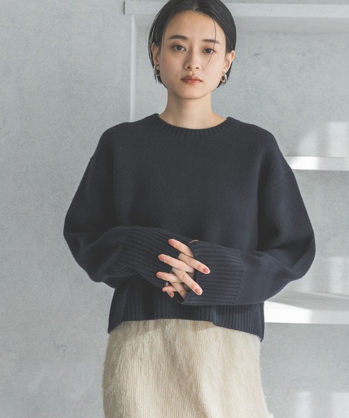 A part by（アパートバイ）の「カシミヤコンショートプルオーバーニット（ニット/セーター・レディース・アイボリー/ネイビー/オレンジ/ライトグレー・FREE）」の3枚目の写真