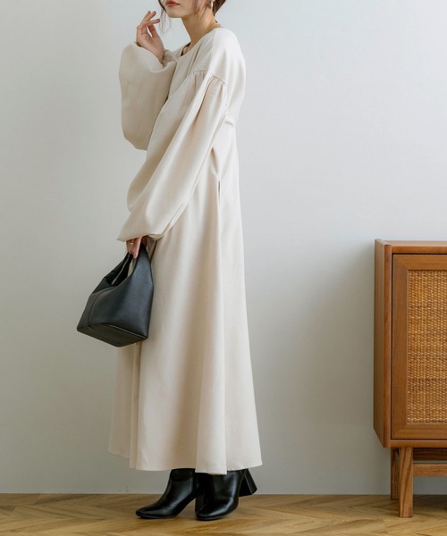 NOAHL（ノアル）の「【NOAHL】起毛ツイル2wayタックワンピース（ワンピース・レディース・グレイッシュベージュ/ピンク/ベージュ/ミント/チャコール・M/L）」の14枚目の写真