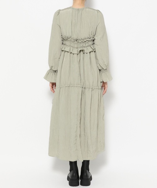 mysty woman（ミスティウーマン）の「【オケージョン】シャーリングワンピース　 242438（ドレス・レディース・ブラック/ベージュ/グリーン・FREE）」の10枚目の写真