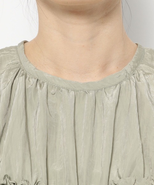 mysty woman（ミスティウーマン）の「【オケージョン】シャーリングワンピース　 242438（ドレス・レディース・ブラック/ベージュ/グリーン・FREE）」の11枚目の写真