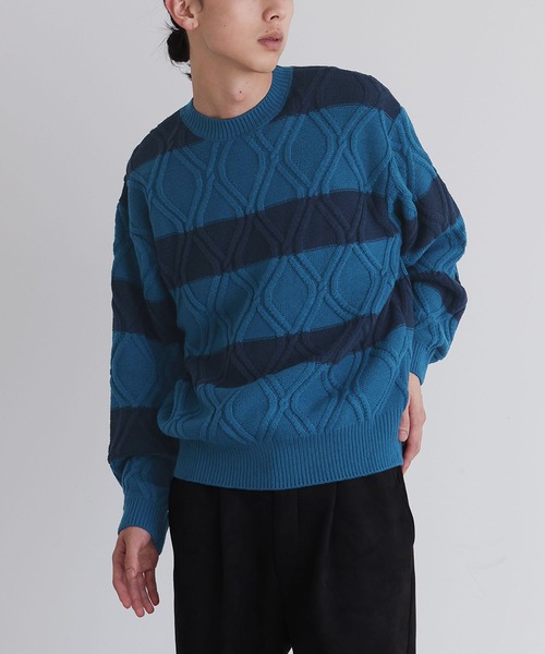 『幾何学クルーネックニット』（ニット/セーター）｜n'OrLABEL（ノアールレーベル）