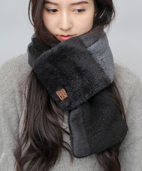 KRIFF MAYER（クリフメイヤー）の「異素材切替 中綿 差込み マフラー（ファーフリース・シープボア・フリース・コーデユロイ）（ネックウォーマー/スヌード・メンズ・マルチ/ブラック/ブラウン・FREE）」の15枚目の写真