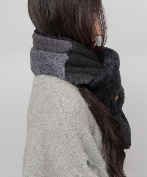 KRIFF MAYER（クリフメイヤー）の「異素材切替 中綿 差込み マフラー（ファーフリース・シープボア・フリース・コーデユロイ）（ネックウォーマー/スヌード・メンズ・マルチ/ブラック/ブラウン・FREE）」の16枚目の写真