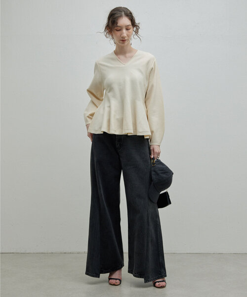 GALLARDAGALANTE（ガリャルダガランテ）の「ペプラムプルオーバーニット（ニット/セーター・レディース・アイボリー/ブラック/モカ・FREE）」の10枚目の写真