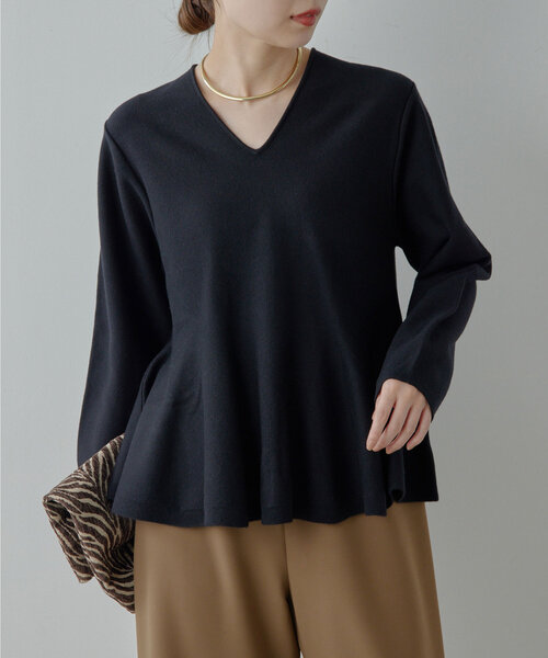 GALLARDAGALANTE（ガリャルダガランテ）の「ペプラムプルオーバーニット（ニット/セーター・レディース・アイボリー/ブラック/モカ・FREE）」の21枚目の写真