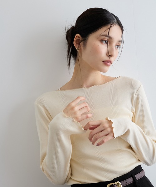 MILLER（ミラー）の「【Miller】VIS別注モデルボートネックメロープルオーバー【洗える】（Tシャツ/カットソー・レディース・レッド系その他/ライトグレー/オフホワイト・FREE）」の21枚目の写真