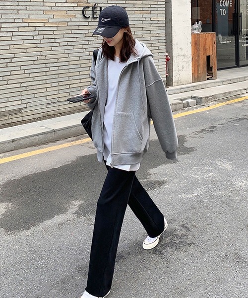 SHEPP(シープ)の「裏ボア ジップアップパーカー(パーカー・レディース・ブラック/グレー・M/L/XL/XXL)」の8枚目の写真