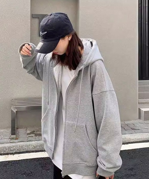 SHEPP(シープ)の「裏ボア ジップアップパーカー(パーカー・レディース・ブラック/グレー・M/L/XL/XXL)」の7枚目の写真