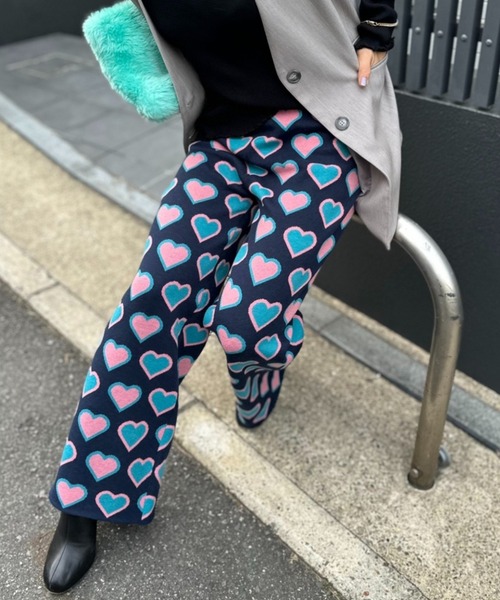 セール】カラーハート柄ニットパンツ（その他パンツ）｜mi via