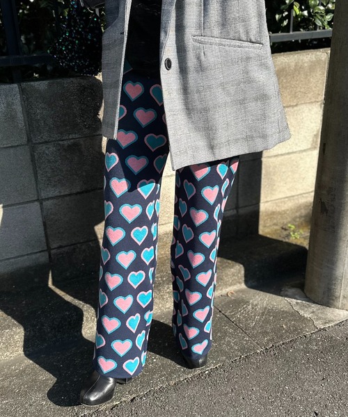 セール】カラーハート柄ニットパンツ（その他パンツ）｜mi via loca