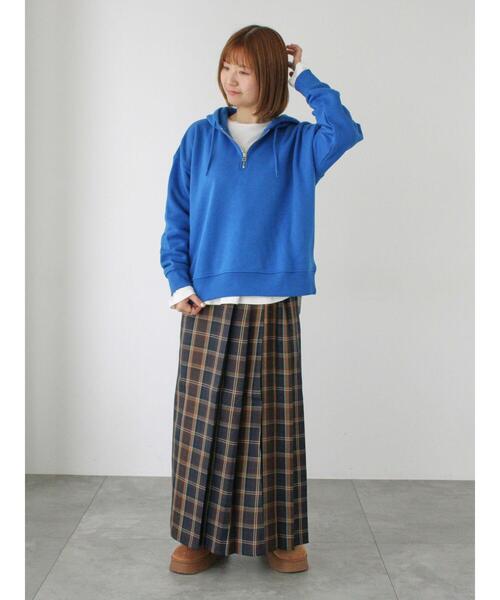 Lugnoncure（ルノンキュール）の「袖口ゴハーフジップ裏起毛フーディ（Tシャツ/カットソー・レディース・オフホワイト/ブルー/ネイビー・F）」の9枚目の写真