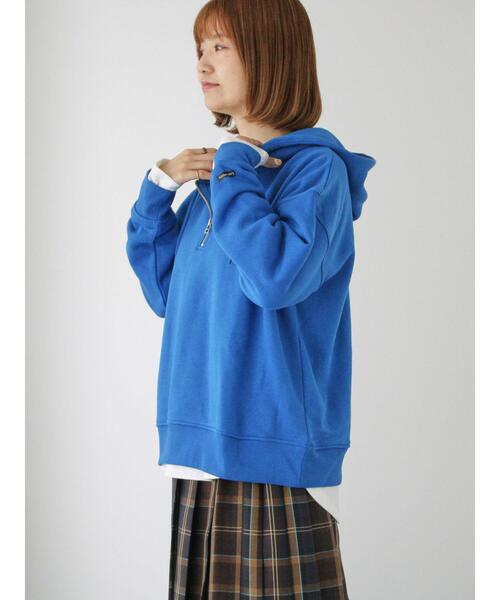 Lugnoncure（ルノンキュール）の「袖口ゴハーフジップ裏起毛フーディ（Tシャツ/カットソー・レディース・オフホワイト/ブルー/ネイビー・F）」の7枚目の写真