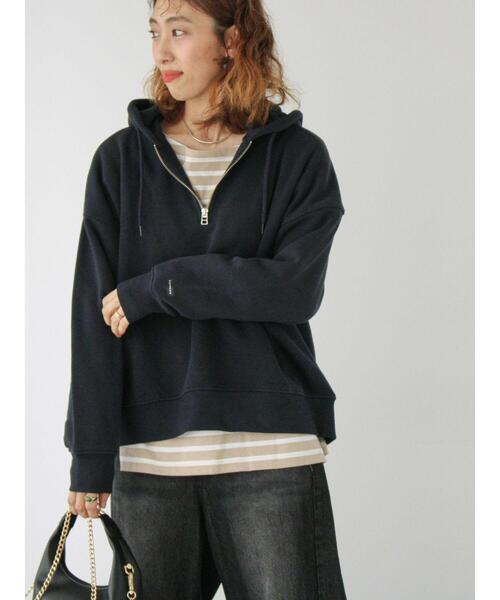Lugnoncure（ルノンキュール）の「袖口ゴハーフジップ裏起毛フーディ（Tシャツ/カットソー・レディース・オフホワイト/ブルー/ネイビー・F）」の20枚目の写真