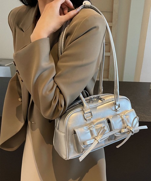 blackdia ocean(ブラックダイヤオーシャン)の「blackdia ocean ダブルリボンボストンバッグ(ボストンバッグ・レディース・ブラック/レッド/ピンク/ブラウン/ホワイト/シルバー・FREE)」の6枚目の写真