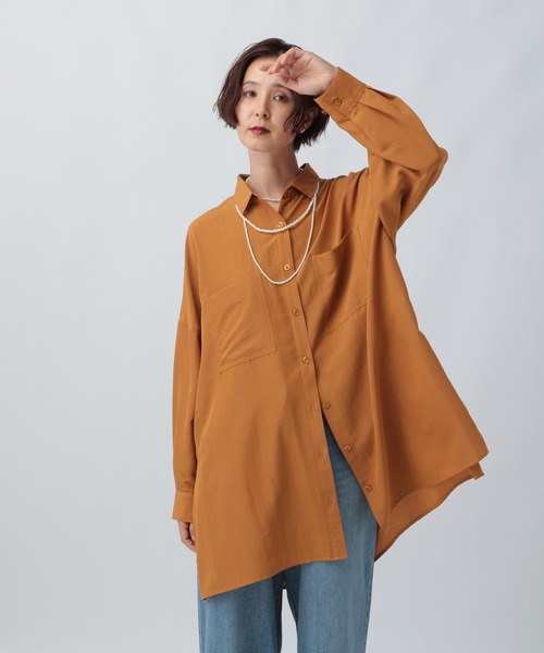 LEPSIM（レプシィム）の「サラキレポンチョ長袖シャツチュニック　242480（シャツ/ブラウス・レディース・ライトブルー/グレイッシュベージュ/グリーン系その他/チャコールグレー/ブルー系その他/セージグリーン/ダークオレンジ/イエロー系その他・FREE）」の8枚目の写真