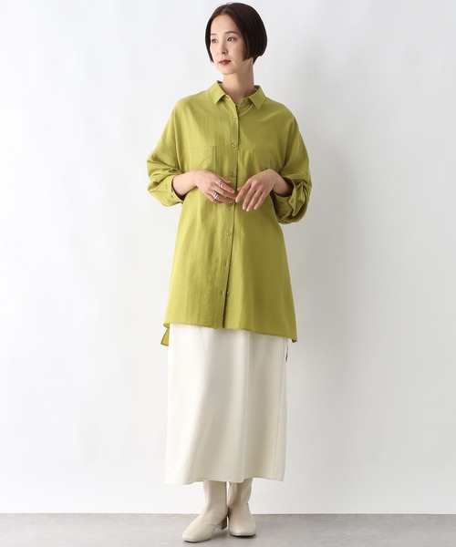 LEPSIM（レプシィム）の「サラキレポンチョ長袖シャツチュニック　242480（シャツ/ブラウス・レディース・ライトブルー/グレイッシュベージュ/グリーン系その他/チャコールグレー/ブルー系その他/セージグリーン/ダークオレンジ/イエロー系その他・FREE）」の12枚目の写真