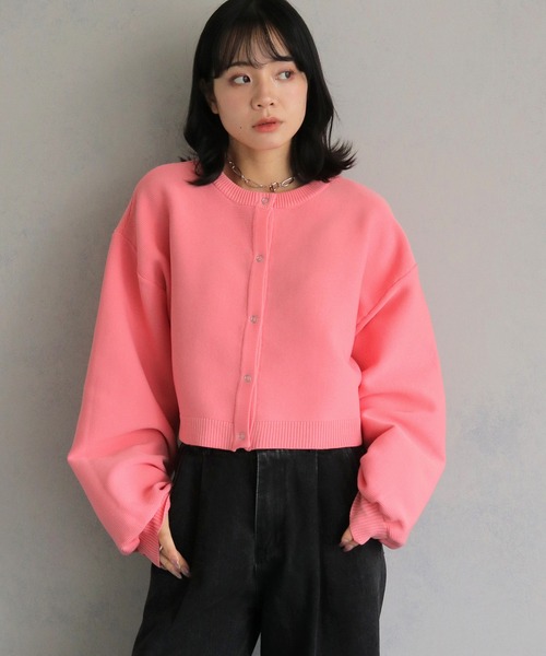 cheriella（シェリエラ）の「【cheriella】前後２WAYショート丈ニットカーディガン 2-WAY SHORT KNIT CARDIGAN（カーディガン/ボレロ・レディース・ピンク/ライトグレー/ブルー系その他/ブラック/アイボリー/ブルー/チャコールグレー・M）」の7枚目の写真