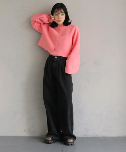 cheriella（シェリエラ）の「【cheriella】前後２WAYショート丈ニットカーディガン 2-WAY SHORT KNIT CARDIGAN（カーディガン/ボレロ・レディース・ピンク/ライトグレー/ブルー系その他/ブラック/アイボリー/ブルー/チャコールグレー・M）」の12枚目の写真