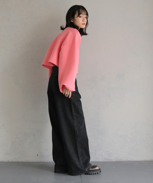 cheriella（シェリエラ）の「【cheriella】前後２WAYショート丈ニットカーディガン 2-WAY SHORT KNIT CARDIGAN（カーディガン/ボレロ・レディース・ピンク/ライトグレー/ブルー系その他/ブラック/アイボリー/ブルー/チャコールグレー・M）」の14枚目の写真