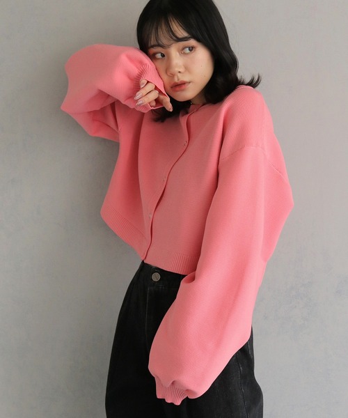 cheriella（シェリエラ）の「【cheriella】前後２WAYショート丈ニットカーディガン 2-WAY SHORT KNIT CARDIGAN（カーディガン/ボレロ・レディース・ピンク/ライトグレー/ブルー系その他/ブラック/アイボリー/ブルー/チャコールグレー・M）」の8枚目の写真