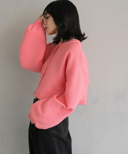 cheriella（シェリエラ）の「【cheriella】前後２WAYショート丈ニットカーディガン 2-WAY SHORT KNIT CARDIGAN（カーディガン/ボレロ・レディース・ピンク/ライトグレー/ブルー系その他/ブラック/アイボリー/ブルー/チャコールグレー・M）」の9枚目の写真