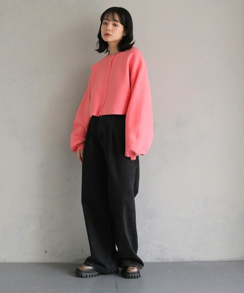 cheriella（シェリエラ）の「【cheriella】前後２WAYショート丈ニットカーディガン 2-WAY SHORT KNIT CARDIGAN（カーディガン/ボレロ・レディース・ピンク/ライトグレー/ブルー系その他/ブラック/アイボリー/ブルー/チャコールグレー・M）」の11枚目の写真