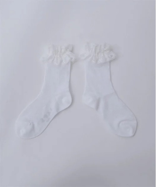 axes femme(アクシーズファム)の「リボン透かし柄クルーソックス(ソックス/靴下・キッズ・ホワイト/ブラック・FREE)」の7枚目の写真