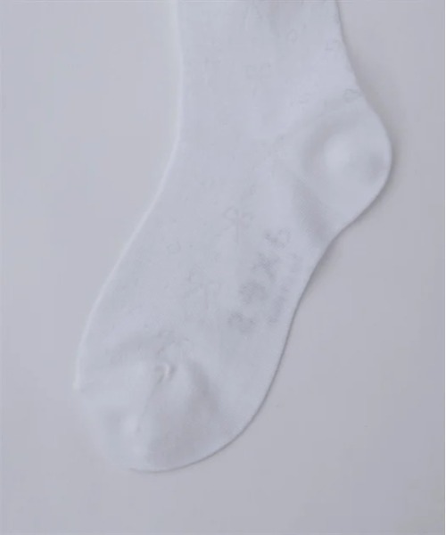 axes femme(アクシーズファム)の「リボン透かし柄クルーソックス(ソックス/靴下・キッズ・ホワイト/ブラック・FREE)」の4枚目の写真