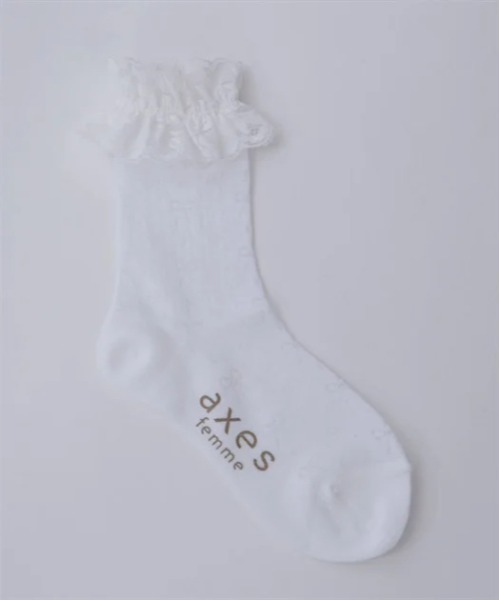 axes femme(アクシーズファム)の「リボン透かし柄クルーソックス(ソックス/靴下・キッズ・ホワイト/ブラック・FREE)」の3枚目の写真